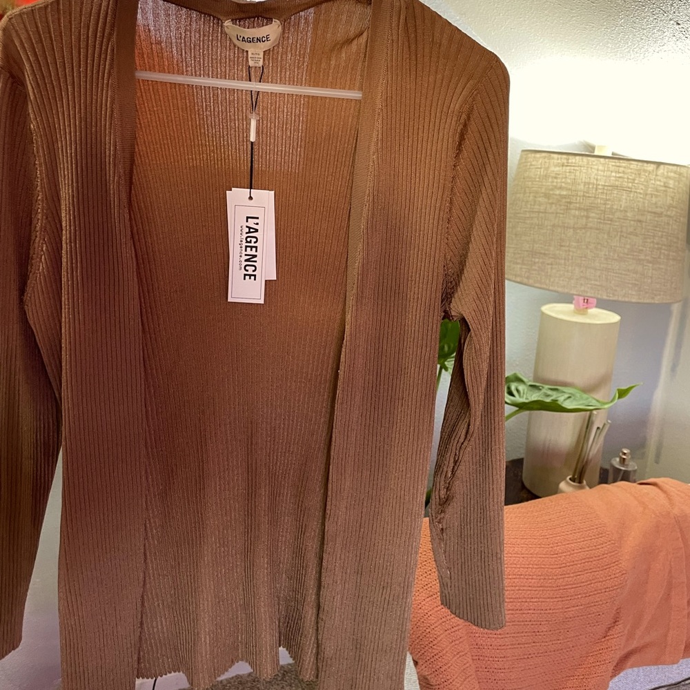 L’agence NWT brown cardigan silk